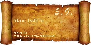 Stix Iván névjegykártya